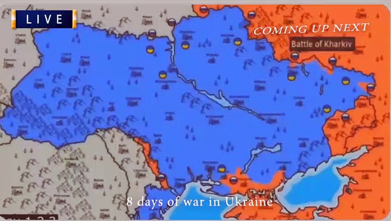 Animated map - 8 days of war in Ukraine