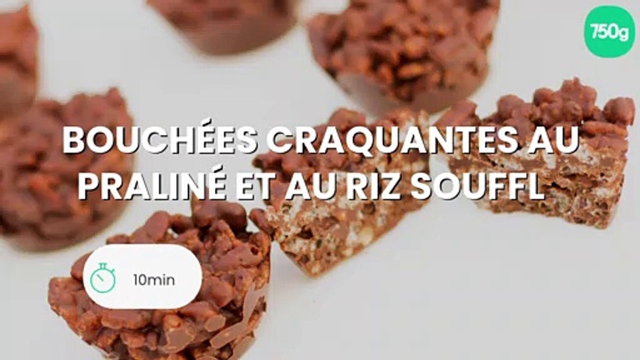 Bouchées craquantes au praliné et au riz soufflé