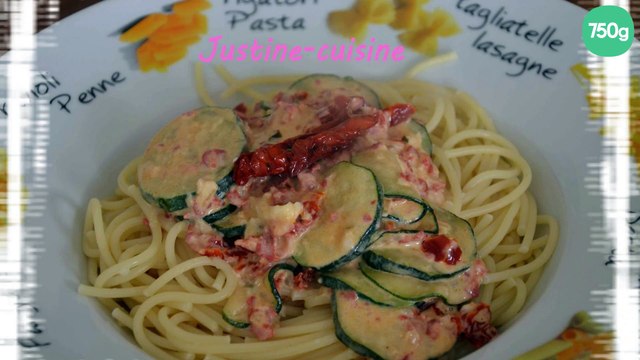 Pâtes aux courgettes, chorizo et tomates séchées