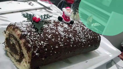 Bûche de Noël mousse choco et noix de coco