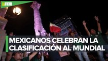 Cantando 'Cielito lindo', aficionados celebran en el Ángel pase de México a Qatar 2022
