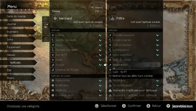 Octopath Traveler : Les classes secondaires et les aptitudes