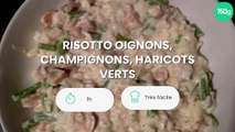 Risotto oignons, champignons, haricots verts