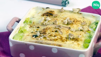 Gratin de poireaux au jambon cru et à la raclette Richemonts