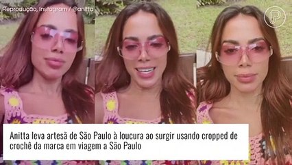 Anitta exibe look com cropped de crochê em aniversário, e artesã responsável pela peça vai à loucura. Veja!