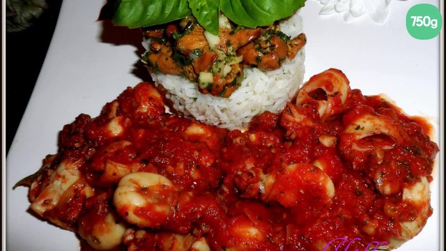 Seiches à la provençale et son ballotin de riz aux girolles