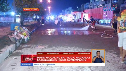 6 riders, sumemplang dahil sa nagkalat na putik mula sa isang truck sa Maynila | UB