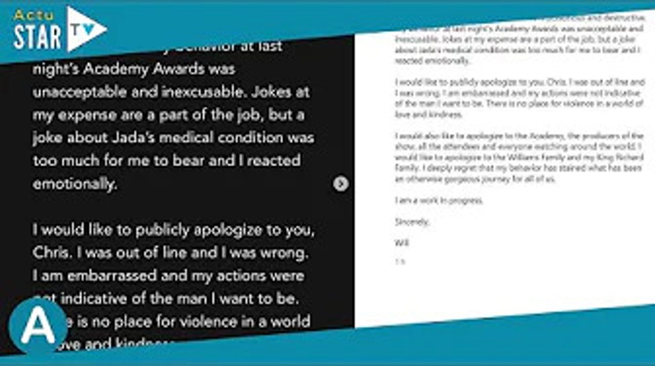Will Smith gifle Chris Rock aux Oscars : l'acteur oscarisé enchaîne les excuses publiques