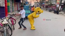 Teddy bear road bakchodi & dance  funny reaction  #teddyboy