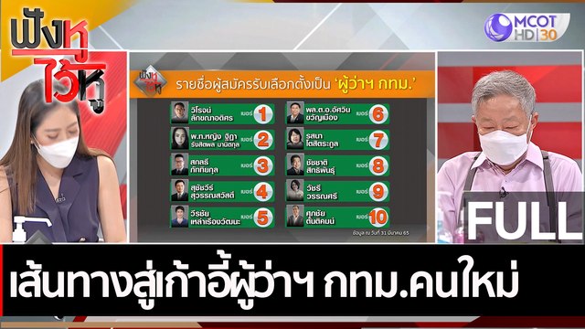 (คลิปเต็ม) เส้นทางสู่เก้าอี้ผู้ว่าฯ กทม.คนใหม่ | ฟังหูไว้หู (31 มี.ค 65)
