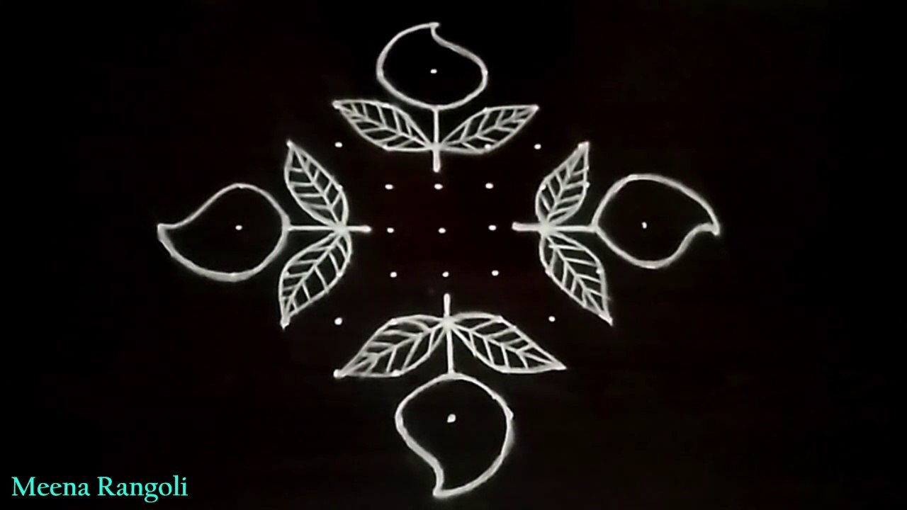 Ugadi rangoli design - ఉగాది ముగ్గులు -Telugu new year rangoli - Gudi Padwa rangoli designs