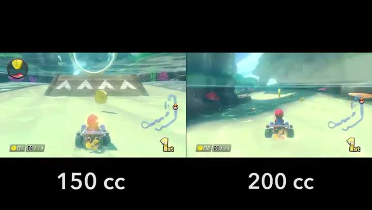 Mario Kart 8 : comparo 150cc vs 200cc sur Lagon Tourbillon