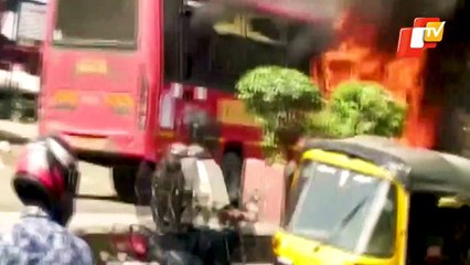 WATCH | Moving Bus Catches Fire