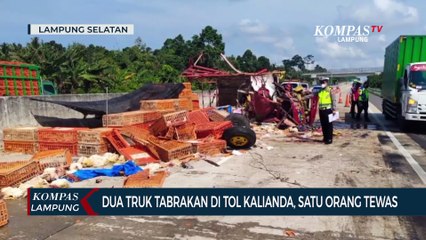 Dua Truk Tabrakan di Tol Kalianda, Satu Orang Tewas