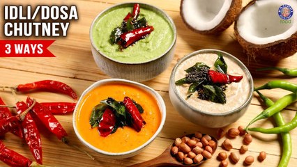 Descargar video: 3 Quick & Easy Chutney For Dosa & Idli | Green Coconut Chutney | Peanut Chutney | Kara Chutney