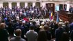 Violinist performs Ukrainian national anthem before lawmakers in Belgium
