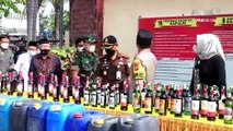 Jelang Ramadhan, Polres Madiun Kota Musnahkan Barang Bukti Miras Dan Kanlpot Bising