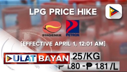 Pagtaas ng presyo ng LPG, epektibo ngayong araw