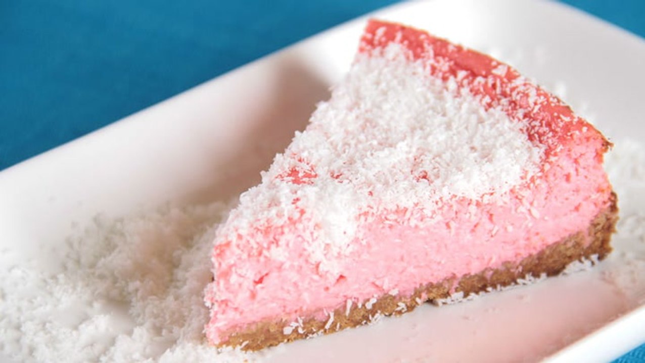 طريقة عمل تشيز كيك ماء الورد وجزظ الهند بالصور