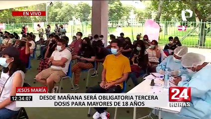 Jesús María: desde mañana será obligatorio tercera dosis para mayores de 18 años