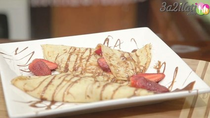 طريقة عمل الكريب بالموز والفراولة بالفيديو