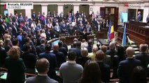 L'hymne ukrainien joué au parlement belge avant la prise de parole de Volodymyr Zelensky