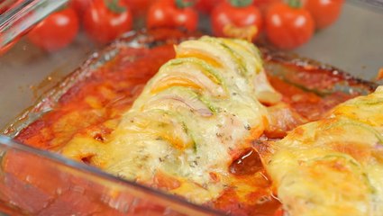 صينية الدجاج بالخضار والجبن