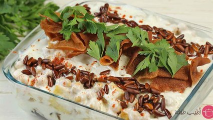طريقة عمل فتة الباذنجان والبطاطس
