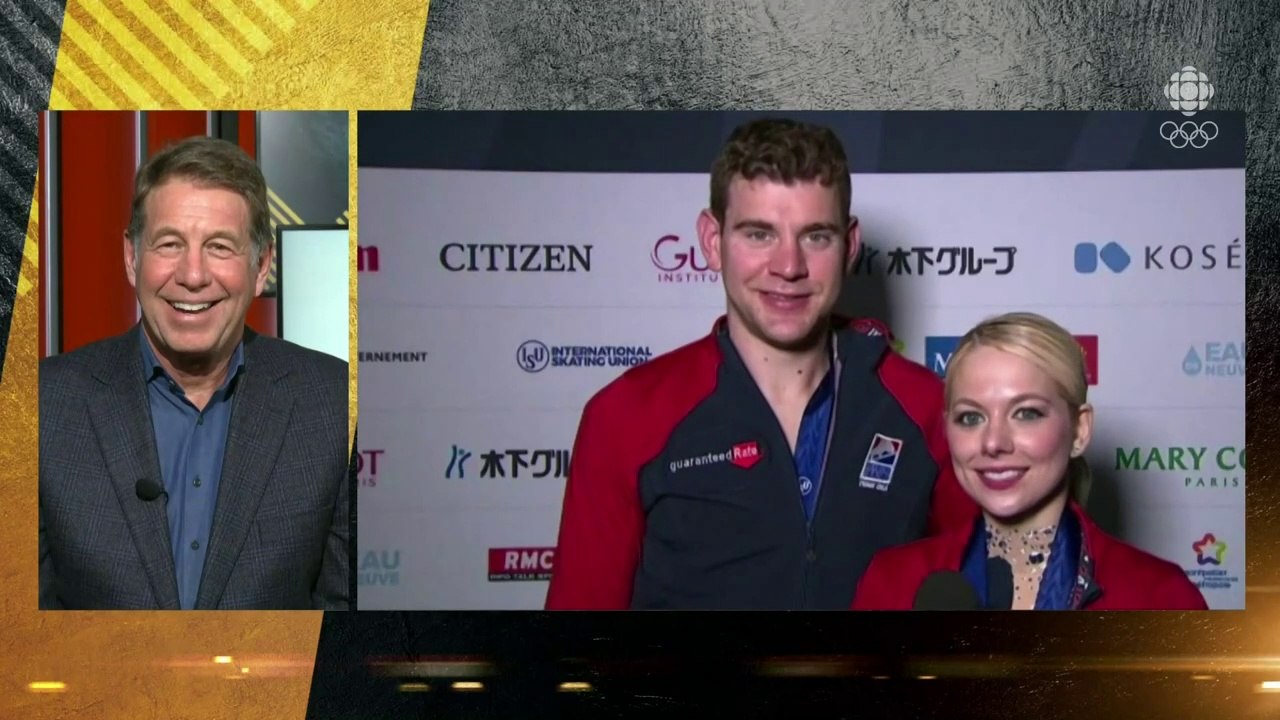 2022 Alexa Knierim & Brandon Frazier Worlds Post-LP Interview + Medal Ceremony Clip (Canadian Coverage) 720p