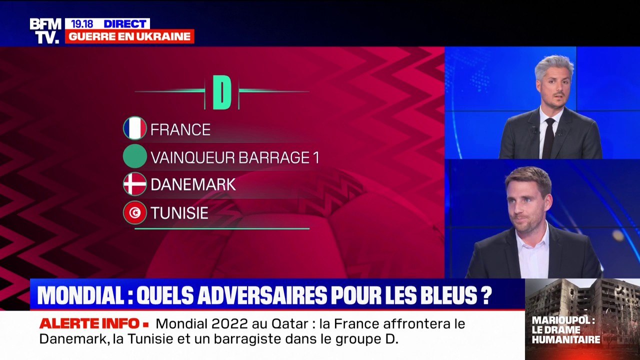 Mondial 2022: la France affrontera le Danemark, la Tunisie ainsi qu'un barragiste parmi le Pérou, l'Australie et les Émirats arabes unis