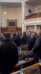 Ukraine Parliament Sing National Anthem at Security Meeting