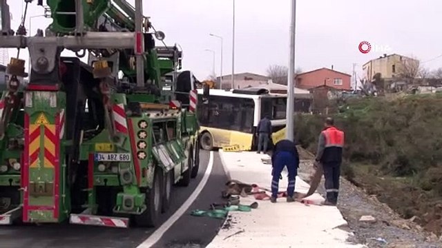 İETT otobüsü şarampole uçtu: Facianın eşiğinden dönüldü
