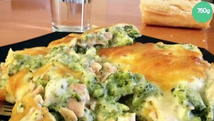 Gratin de brocolis à la béchamel et au saumon