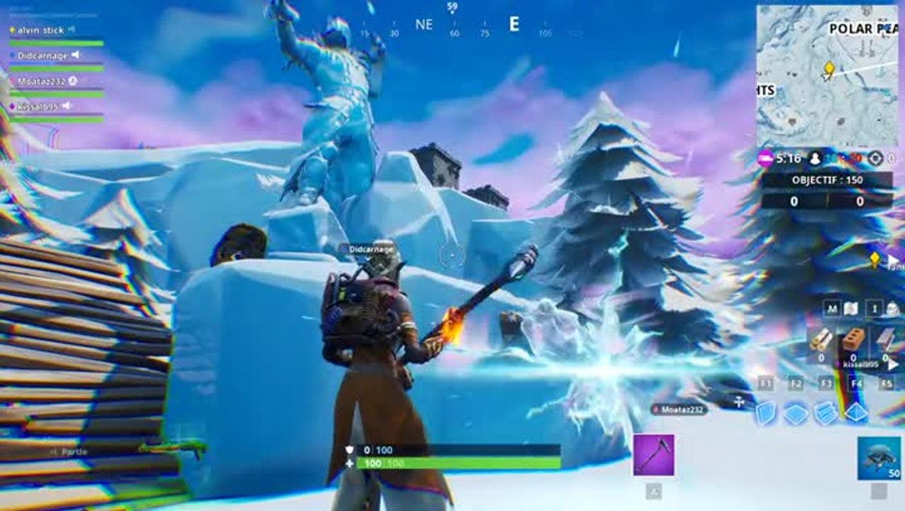 Fortnite : Danser entre trois sculptures de glace, trois dinosaures et quatre sources (semaine 9, saison 8)