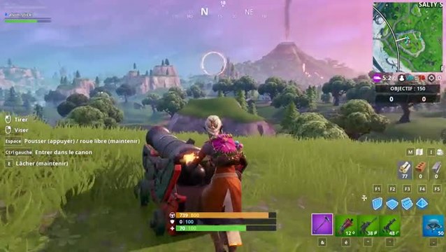 Fortnite : passer dans un cercle de feu avec un canon