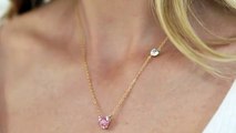 Love Heart Shape With Pink & White Diamond Pendant Necklace