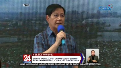 Lacson, nagpasalamat sa manifesto of support ng mga miyembro ng Lacson-Sotto support group | 24 Oras Weekend