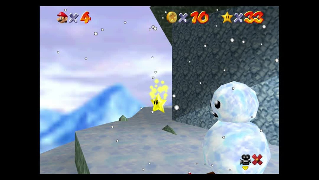 Super Mario 64 – Montagne Gla-Gla : étoile n°5 "Bonhomme de neige sans tête"