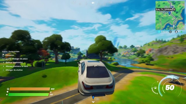Fortnite, Chapitre 2, saison 4 : Dans un véhicule, traverser le cercle enflammé à Salty Springs (défis de la semaine 5)