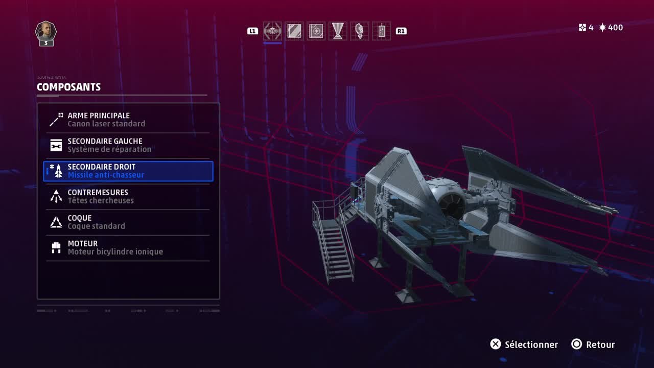 Star Wars Squadrons : Personnalisation et amélioration d'un Intercepteur Tie