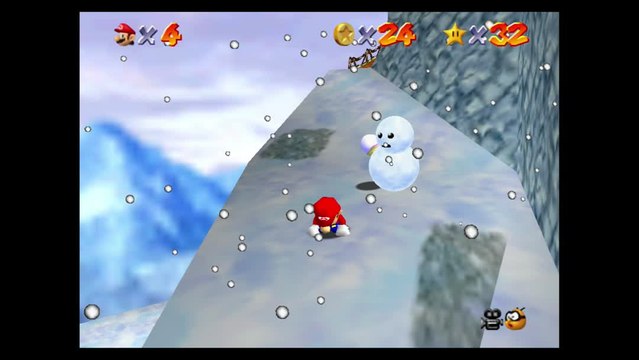 Super Mario 64 – Montagne Gla-Gla : étoile n°4 Huit pièces rouges givrées