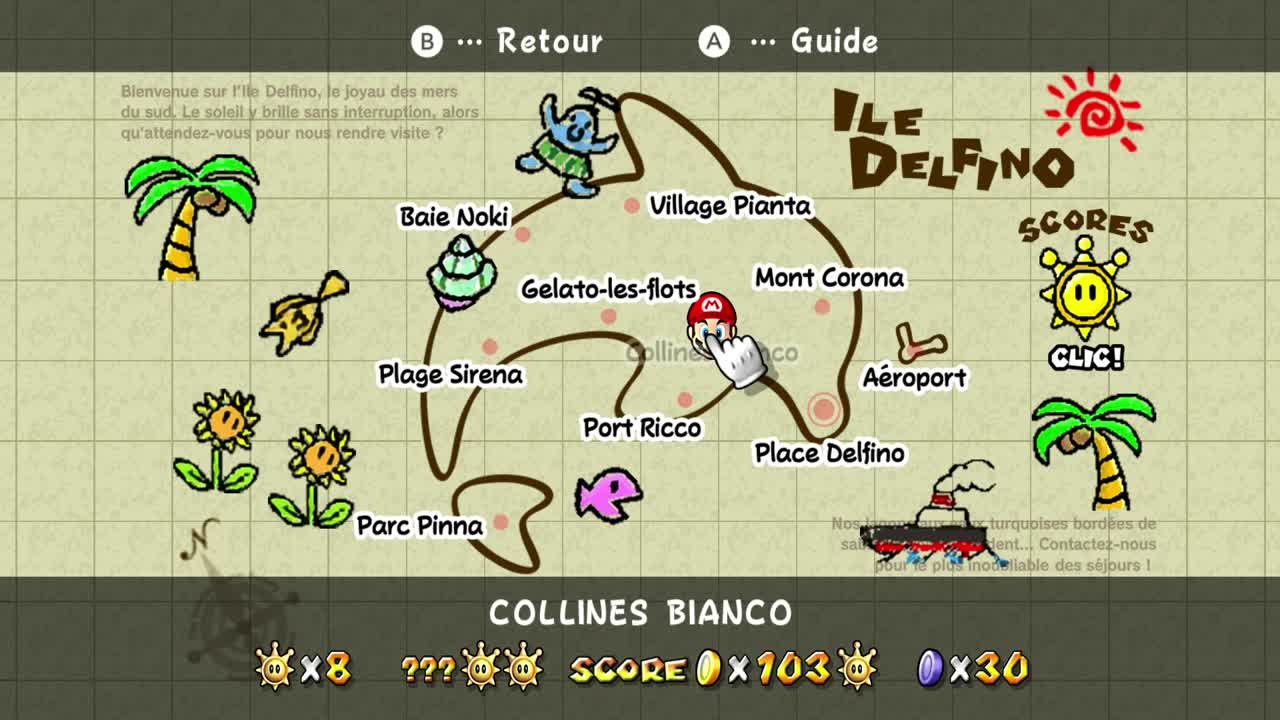 Super Mario Sunshine – Collines Bianco : pièces bleues