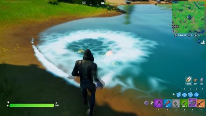 Fortnite, saison 5, quête journalière : Faire sauter des trous de pêche aux restes du requin, à Sweaty Sands ou à l'étang poissonneux