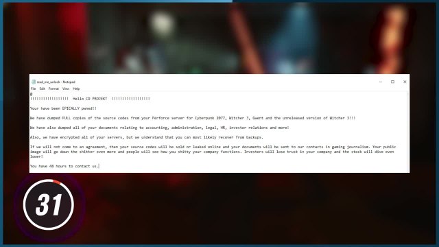 Daily JVCOM #107 - Hack CDPR - 09/02/21