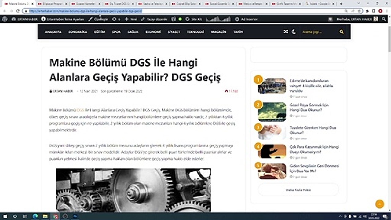 Makine Bölümü DGS geçiş Bölümleri