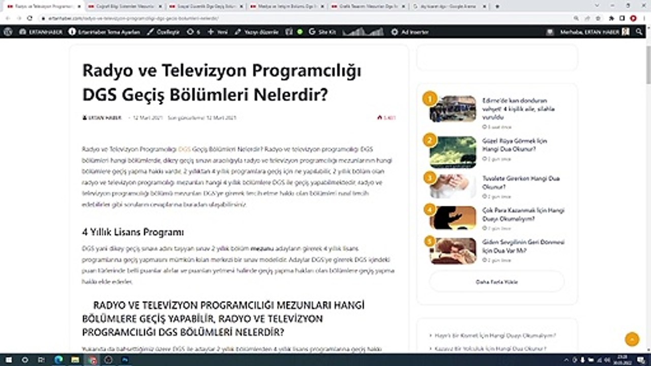 Radyo ve Televizyon Programcılığı DGS Geçiş Bölümleri Nelerdir