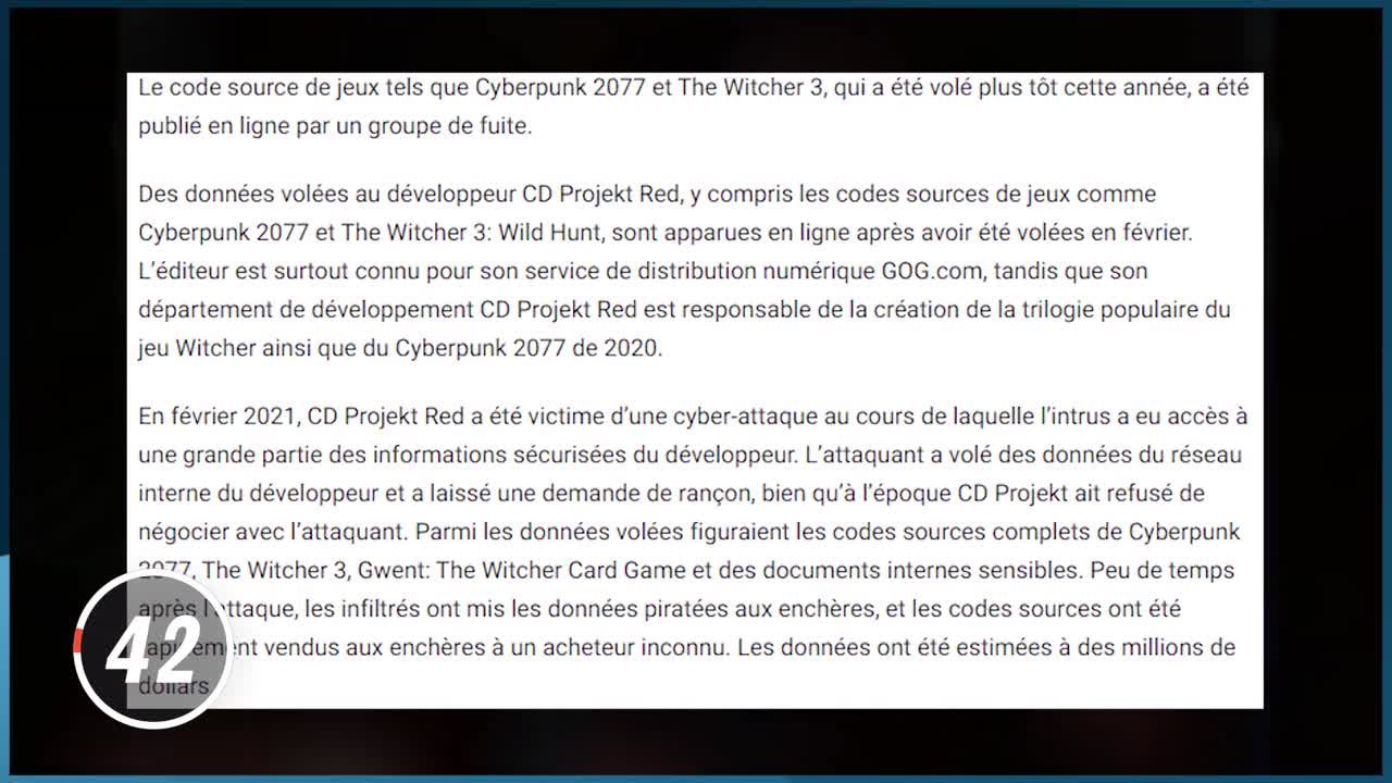 JVCOM Daily #193' - CD Projekt (The Witcher, Cyberpunk) revient sur les codes sources volés - 11/06/21