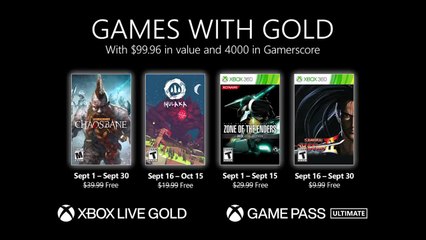 Xbox games with gold - septembre 2021
