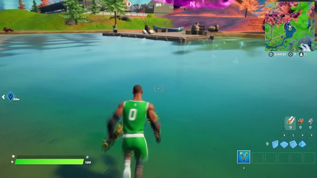 Fortnite, saison 8 : Nager au lac des canoës et a Lazy Lake (carte de défis de Jonesy Plongeur)