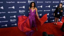 Michaela Jaé (MJ) Rodriguez attends the 33rd Annual GLAAD Media Awards red carpet in Los Angeles